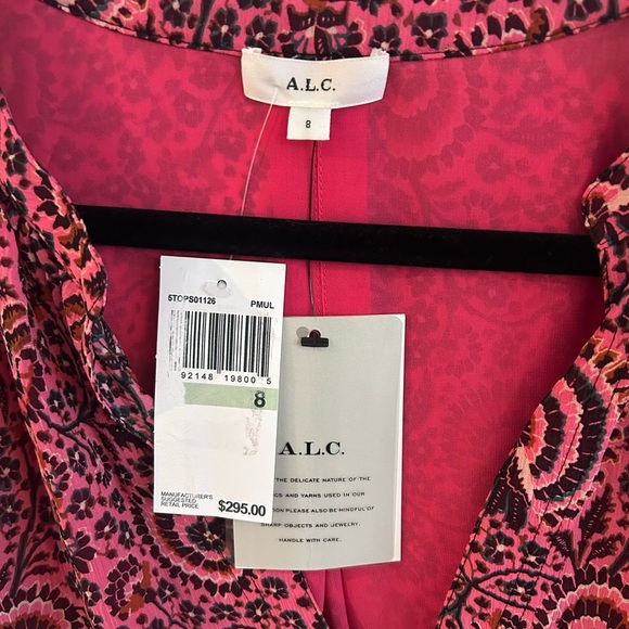 A.L.C. Women's Pink June Floral Paisely Silk Top Size 8 - Picture 5 of 7